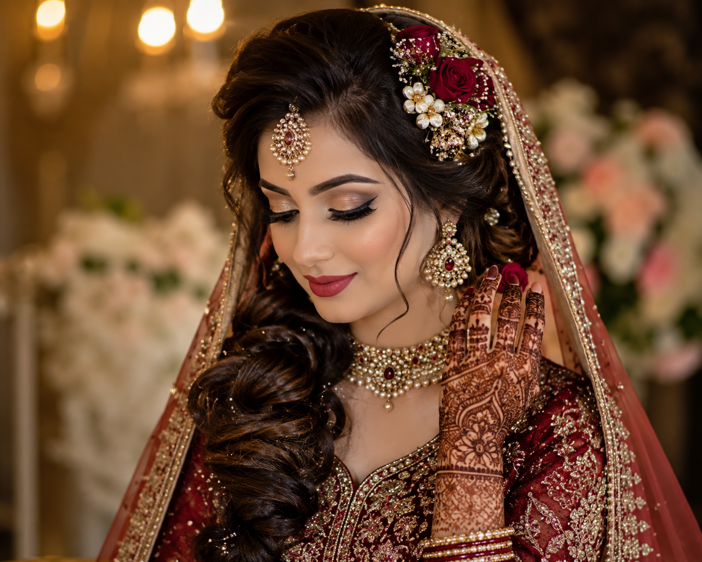 Bridal hair + makeup + henna